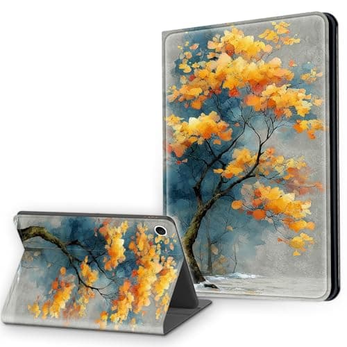 Gmeyutqy for iPad 9th/ 8th/ 7th Generation 10.2" Case 2021/2020/2019, PU Leather Multi-Angle Stand, Auto Sleep Wake, Autumn Tree Protective Cover