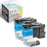TG Imaging Compatible LC501XL Ink Cartridge Replacement for Brother LC501 Ink Cartridges for MFC-J1360DW MFC-J1260DW MFC-J1410DW Brother Printers (2 Pack,LC501 XL Cyan)