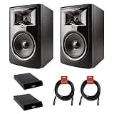 JBL 306P MkII Powered 6.5" Two-Way Studio Monitor (Pair) with (2) IP-M Isolation Pad (Medium, Single) & (2) 20' XLR Cable Bundle