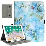 Vimorco for iPad Air 3rd Generation Case with Pocket,for iPad 10.5 Pro Case,for iPad 9th/8th/7th Generation Cases 10.2 Inch,Pencil Holder&Hand Strap&Auto Wake,Blue Flower