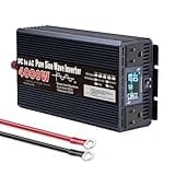 HENGJINGTR Power Inverter 2000 Watt Pure Sine Wave, DC 12V-72V to 110V/220V AC Converter Peak Power 4000W Car Solar Power Inverters with LCD Display,60V to 220V 50Hz