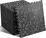 SUPERJARE 0.56'' Thick 12 Pcs 48 Sq Ft Rubber Top Exercise Equipment Mats, High Density EVA Foam Mats with Rubber Top, Interlocking Gym Flooring for Home Gym, Protective Workout Mat, Black/Grey