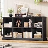 IRONCK Wooden 8 Cube Storage Organizer, Cube Shelf Organizer with Storage, Farmhouse Cube Bookshelf for Bedroom, Living Room and Home Office, Black
