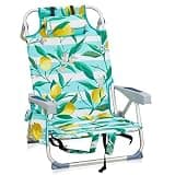 Folding Beach Chair 5-Position Reclining Lemon Print Aluminum