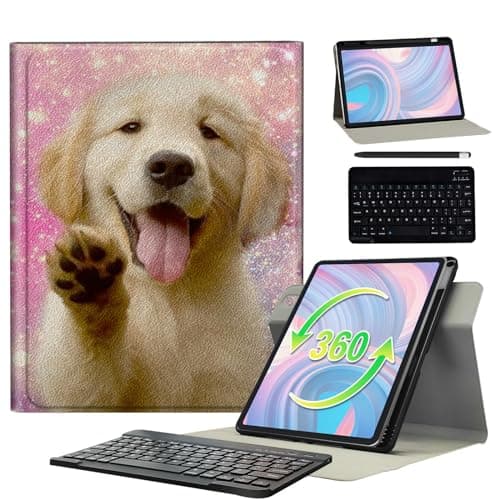 BFSEROBJ for iPad 9.7 Case 6th/5th Generation for iPad Air 2 Case with 360 Rotating Degree Stand PU Leather Protective Cover with Detachable Wireless Keyboard and Pen Holder - Galaxy Nebula Dog