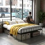 Queen Size Queen Size Bed Frame Bed Frame with Headboard and Footboard, Structurally Stable Platform Bed, Under Bed Storage Space, No Box Spring Needed, Black Queen Bed Frame Metal
