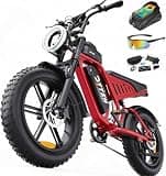 DTTZH F6S 2000W Electric Bike for Adults, Moped Style Ebikes for Adults, 750W Motor E Motorcycle, 20" x 4" Fat Tire E Bikes, 48V 25Ah Battery UL 2849 Certified (Red)