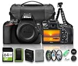 Nikon D3500 DSLR Camera Body Only Bundle | 24.2MP DX Sensor, Beginner-Friendly Controls, Full HD 1080p Video (1590) | Includes 64GB Memory Card, Camera Bag, Tripod, Filter Kit, Cleaning Accessories