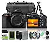 Nikon D3500 DSLR Camera Body Only Bundle | 24.2MP DX Sensor, Beginner-Friendly Controls, Full HD 1080p Video (1590) | Includes 64GB Memory Card, Camera Bag, Tripod, Filter Kit, Cleaning Accessories
