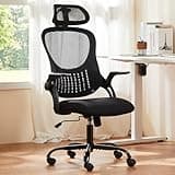 HAPPYMONT Ergonomic Office Chair, Comfy Desk Chair with Wheels, Adjustable Headrests, Flip-Up Armrests, Breathable Mesh High-Back, Comfortable Swivel Seating for Home Computer, Black