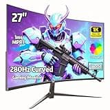 ZZA 27" Curved Gaming Monitor, 280Hz 240Hz Gaming Monitor, 1800R VA Panel, 120% sRGB, AMD FreeSync, 1ms GTG, Esports Ready Display, Flicker-Free, HDMI & DP, VESA Mount - Black