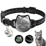 Airtag Cat Collar, Breakaway with Luminous & Reflective Fish Pattern, Lightweight Kitten Collar for Apple AirTag, Hidden GPS Tracker Holder, 9-13" (Classic Black, Small(9-13inch))