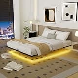 YIADDTION Queen Size Floating Bed Frame with Smart LED Lights, Modern Metal Platform Floating Bed Frame Queen - Heavy Duty Easy Assembly No Box Spring