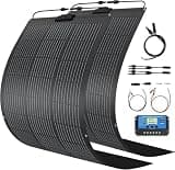 800W Solar Panel Kit, 2x400W Flexible Monocrystalline RV Solar Panel | for 12V/24V Battery | ETFE Semi-Flexible, Bendable to 30° | for RV, Boat, Van, Off-Grid Charging (Black-02)
