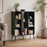 Furevol 8-Cube Bookcase, Cube Storage Organizer Bookshelf with Wood Legs, Mid Century Style Book Shelf, 10.9 x 31.5 x 39.3, for Bedroom, Living Room, Home Office, Espresso
