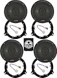 KICKER Speakers 6.5 inch for Infiniti FX/EX Series 2003-2013 Upgrade Kit - 4 Pack of KS Series with Adapters and Harness, Coaxial 6 1/2 Car Audio Front and Rear Door Speaker KSC6504, 51KSC6504