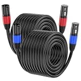Jozzai XLR Cable 100ft 2 Packs - Premium Balanced Microphone Cable with 3-Pin XLR Male to Female Mic Speaker Cable, Black, Pure Copper and Plated Conductors, PVC Jacket