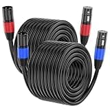 Jozzai XLR Cable 100ft 2 Packs - Premium Balanced Microphone Cable with 3-Pin XLR Male to Female Mic Speaker Cable, Black, Pure Copper and Plated Conductors, PVC Jacket