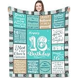 Birthday Gifts for Women Girls Throw Blanket 60"X50",Birthday Decorations for Women, Happy Bday Present for Female Throw,for Her Friend Mom Grandma Wife (60 * 50in, 16th)