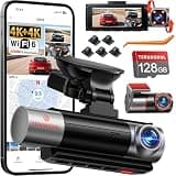 TERUNSOUl 3 Channel 4K+3K+1080P Dash Cam Front and Rear with Cabin, Free 127GB Card, WiFi 5 Up to 21MB/s, IR Night Vision, Starlight Night Vision, G-Sensor, 24H Parking Mode, Support 513GB Max, Clip