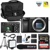 Sony Alpha a6100 Mirrorless Camera Body Only (ILCE-6100/B) Flip Screen | 24.2MP APS-C Sensor | 4K Video | Real-Time Eye AF & Fast Autofocus + Spare Replacement Battery + 64GB Card + Camera Case