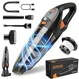 Handheld Vacuum Cordless, 25000Pa Powerful Suction Car Vacuum Portable Cordless with 8000mAh Battery & LED Light, Hand Held Vacuum Rechargeable with HEPA Filters, Home, Car Seats, Pet Hair Orange