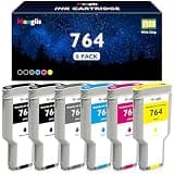 Meagiis 764 Ink Cartridges 300ML 6-Pack with Chip High Capacity Replacement for HP 764 Ink Cartridges Compatible for DesignJet T3500 Postscript Printer (MK/PB/G/C/M/Y)