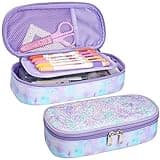 Cambond Pencil Case for Girls - Large Capacity Pencil Case for Kids Teenager Special Pencil Pouch for School Office, Pencil Box Only, Glitter Purple Tie-dye