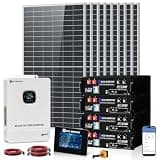 ECO-WORTHY 10KW Output Off Grid Solar System Complete Kit:10KW 120V/240V Output Split Phase Inverter| 4Pcs 48V 100Ah 20.48kWh High Capacity Energy Storage| 5310 Watts Solar Panel PV