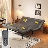MULIN Queen Massage Adjustable Bed Frame, 6-Mode Vibration Massage with Timer, Head/Foot Ergonomic Incline, 2 USB, Preset Positions, Chrome Storage Shelf
