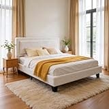HETHLIF Platform Bed Frame with Plush Fabric Headboard (Queen (U.S. Standard))