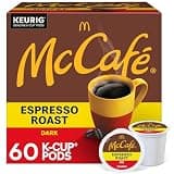 McCafe Espresso Roast Coffee, Keurig Single-Serve K-Cup Pods, 60 Count (6 Packs of 10), Dark Roast Made with Arabica Beans, Bold Flavor with Bittersweet Chocolate & Toasted Nut Notes