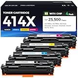414X Toner Cartridge 4-Pack High Yield with Chip - Replacement for HP 414A 414X Toner - Use with LaserJet Enterprise M455dn MFP M480f, Pro M454 MFP M479 Series Printer - Black Cyan Magenta Yellow