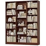 FACBOTALL Triple Wide Bookshelf, 6 Tier Large Bookshelf, Bookcase with 17 Open Display Shelves, 74'' Tall Bookcases and Bookshelves for Living Room, Home Office, Library, Cherry