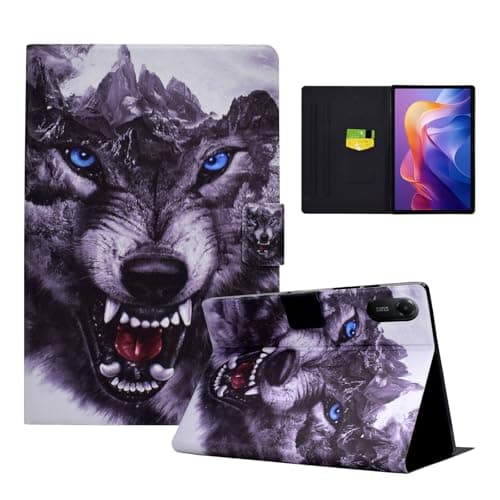 LSPCASA Case for Xiaomi Redmi Pad 2 Case 11 Inch 2025 Premium PU Leather Compatible with Redmi Pad 2 Tablet Case Flip Cover with Card Slots and Stand Function Wolfhound