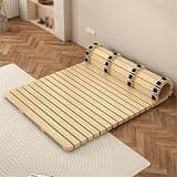 Rollable Floor Mattress Frame Bedding Sleeping Pad Base Breathable Bed Plate for Bedroom Folding,Breathable Moisture-Proof Tatami Mat Bed Frame, Roll-Type Slatted Beds, Minimalist Floor Futo