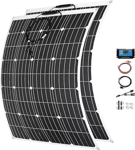 800 Watt Solar Panel Kit, with Charge Controller(40A) 2pcs 400 Watt Flexible Monocrystalline Solar Panel kit Photovoltaic Module for 12-48V Battery Charging Car Battery Camper RV