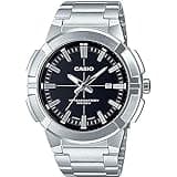 Casio MTP-E172D-1A Men's Analog Watch, Black Dial, Stainless Steel, Luminous Hands, 10 Year Battery, WR 50M