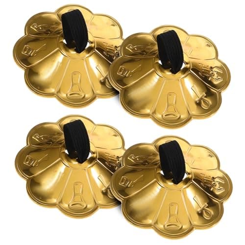 Generic Finger Cymbals with Plum Blossom Lace Edge Copper 2 Pairs for Belly Dance Easy to Hold Hand Percussion Instrument that Improves Sense of Rhythm for Stage Performance