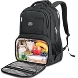 MATEIN Lunch Backpack for Men Work, Sturdy 17 Inch Laptop Backpack with Lunch Compartment, Water Resistant Work Bag with Padded Straps, Anti Theft Computer Back Pack for Office Commute College