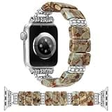 Newlibery Beaded Natural Stone Bracelet Band Women Compatible with Apple Watch 38/40/41/42mm(S10/11) Boho Elastic Western Vintage Imperial Stone Strap for iWatch Series 11/10/9/8/7/6/5/4/3/2/1/SE