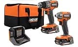 RIDGID 18V SubCompact Brushless 2-Tool Combo Kit with Drill/Driver, Impact Driver, (2) 2.0 Ah Batteries, Charger, and Tool Bag