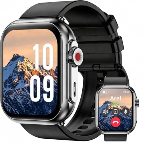 Smart Watch with 1000mAh Battery, Bluetooth Calls/Messages, 1.85" HD Fitness Tracker with 24/7 Heart Rate/Sleep Monitor, 110+ Sports Modes, IP68 Waterproof, Compatible with Android/iOS (Black)