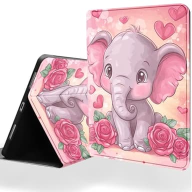 DSRGRGFDJ Tablet Case for iPad Pro 11 Inch (M5) 2025/ (M4) 2024 with Magnetic Auto Wake/Sleep and Multi-Angle Adjustable Stand Cover - Elephant Rose