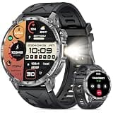 SLOKSFil Smart Watches for Men Answer/Make Calls, 1.7" Military Fitness Tracker 1000mAh Battery with Blood Pressure/Heart Rate/SpO2 Monitor, 100+ Sports Modes (Black silion)