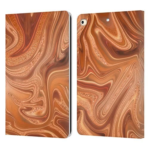 Head Case Designs Officially Licensed LebensArt Shiny Copper Concretes Leather Wallet Case Compatible with Apple iPad 9.7 2017 / iPad 9.7 2018