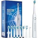 TEETHEORY Electric Toothbrush for Adults with 8 𝐁𝐫𝐮𝐬𝐡 𝐇𝐞𝐚𝐝𝐬, Sonic Electric Toothbrush with 40000 VPM Deep Clean 5 Modes, Rechargeable Toothbrushes Fast Charge 4 Hours Last 30 Days
