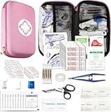 277PCS Compact Emergency First Aid Kit for Car Business Travel Size Backpacking Gear Bag Camping Essentials Survival Kit Supplies for Road Trips, Hiking, Outdoor Play Pink AMORNING