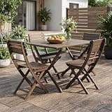 JOUUQZ 5-Piece Acacia Wood Outdoor Patio Dining Set with Foldable Design, Grey - Space-Saving and Weather-Resistant Seating for 4