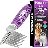 Poodle Dematting Fur Rake Comb Brush for Dogs and Cats - Long 2.5" Steel Safety Blades Metal Comb for Detangling Matted or Knotted Undercoat Hair